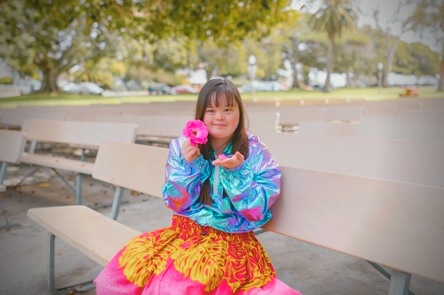 Girl in pretty hawaiian dress